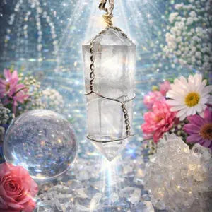 Wire Wrapped Natural CLEAR Quartz Rock Crystal