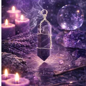 Amethyst Quartz Crystal Point Pendant