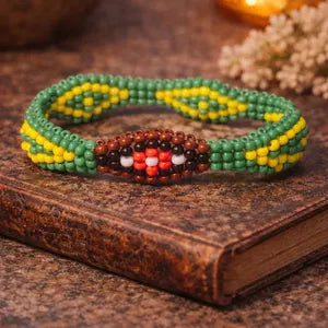 IDE- Green, Yellow & Earth-Tone Beaded Bracelet – Spiritual Inspired Jewelry