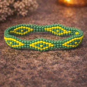 IDE-Handmade Green & Yellow Beaded Bracelet – Spiritual Inspired Jewelry | Orula