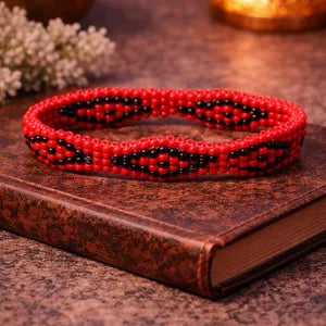 IDE-Handmade Red and Black Beaded Bracelet – Spiritual Inspired Jewelry | Ellegua