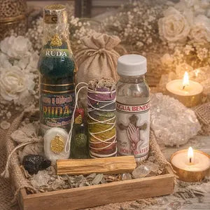 Spiritual Protection & Cleansing Kit for Negative energy-Cleansing and Protection Bundle-Holy water, Sage, Palo Santo, Camphor, Bath kit