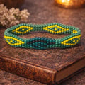 IDE-Handmade Green, Yellow & Teal Beaded Bracelet – Spiritual Inspired Jewelry | Orula/Oggun