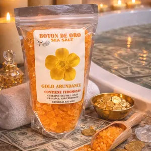 Bath- Botón de Oro (Gold Abundance) Sea Salt. Spiritual purposes